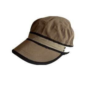 D&Y Cadet Hat Olive Brown Elastafit Military Cap Cotton ACD6852 Herringbone Band